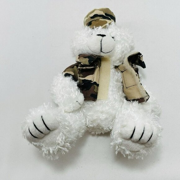 Artistic Toy Bear Plush Army Military Soldier Jacket Veteran Uniform Hat Costume - Picture 5 of 12